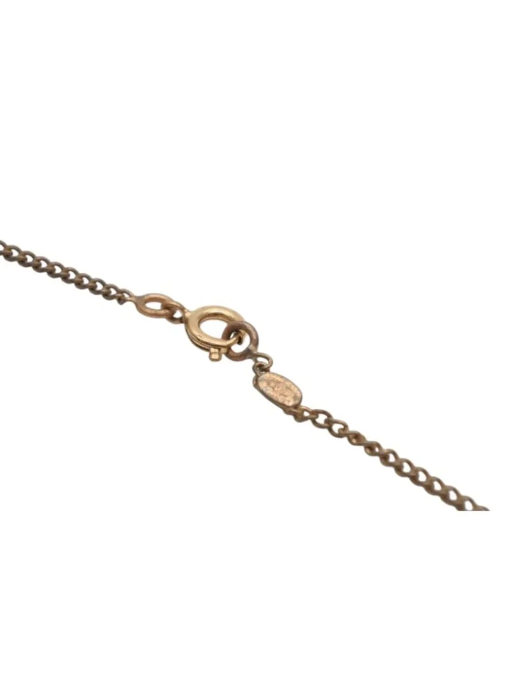 Chanel CC Logo Squirrel Animal Necklace Glitter Gold Plated Yellow